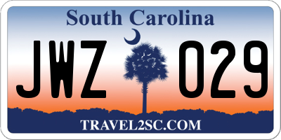 SC license plate JWZ029