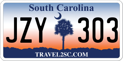 SC license plate JZY303