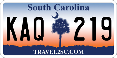 SC license plate KAQ219