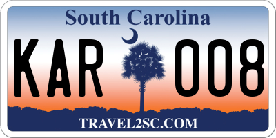 SC license plate KAR008