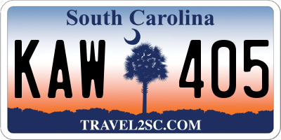 SC license plate KAW405