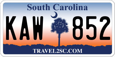 SC license plate KAW852