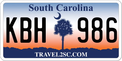 SC license plate KBH986