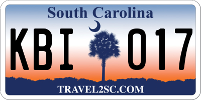 SC license plate KBI017
