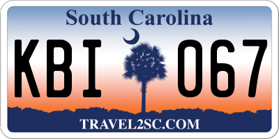 SC license plate KBI067