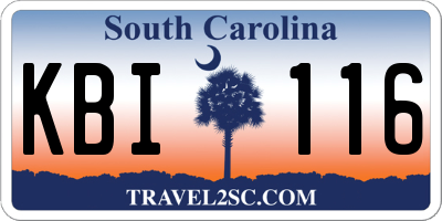 SC license plate KBI116