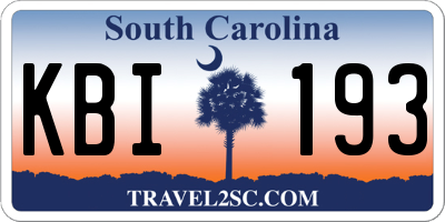 SC license plate KBI193