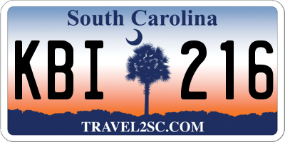 SC license plate KBI216