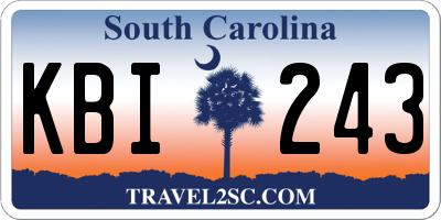SC license plate KBI243