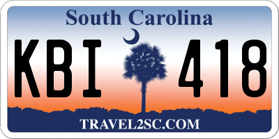 SC license plate KBI418