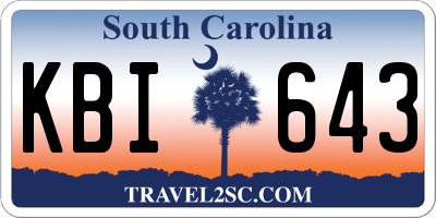 SC license plate KBI643