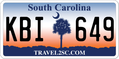 SC license plate KBI649