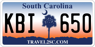 SC license plate KBI650
