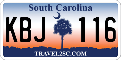 SC license plate KBJ116