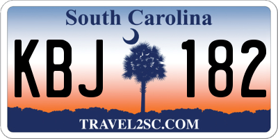 SC license plate KBJ182