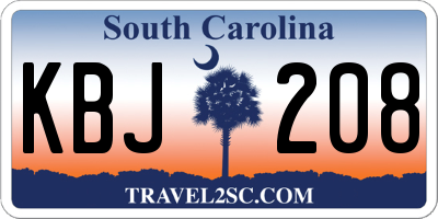 SC license plate KBJ208