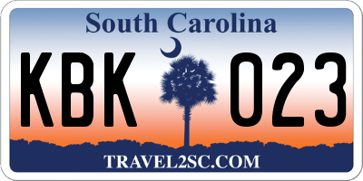 SC license plate KBK023