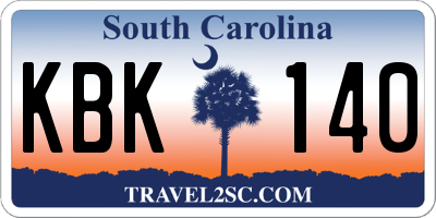 SC license plate KBK140
