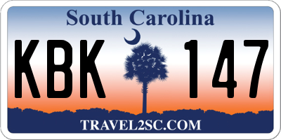 SC license plate KBK147