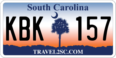 SC license plate KBK157