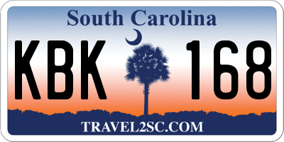 SC license plate KBK168