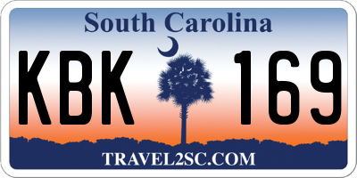SC license plate KBK169