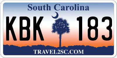 SC license plate KBK183