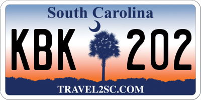 SC license plate KBK202