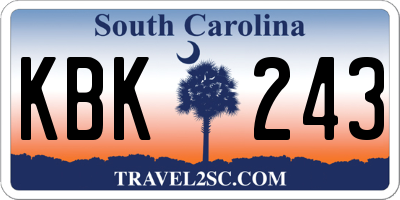 SC license plate KBK243