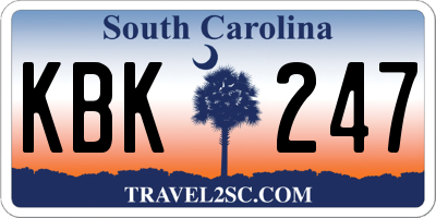 SC license plate KBK247