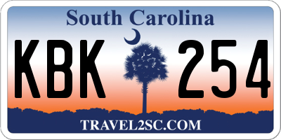 SC license plate KBK254