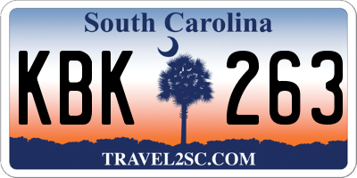 SC license plate KBK263