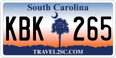 SC license plate KBK265