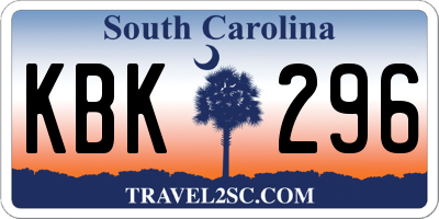 SC license plate KBK296