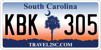 SC license plate KBK305