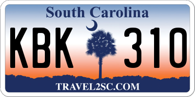 SC license plate KBK310