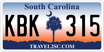 SC license plate KBK315
