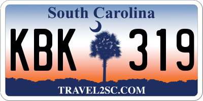 SC license plate KBK319