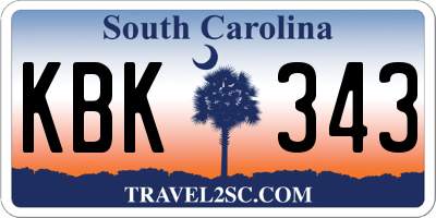 SC license plate KBK343