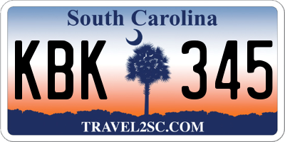 SC license plate KBK345