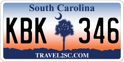 SC license plate KBK346
