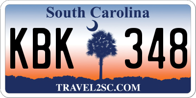SC license plate KBK348