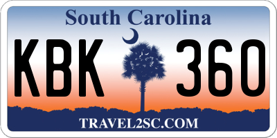 SC license plate KBK360