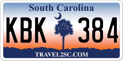 SC license plate KBK384