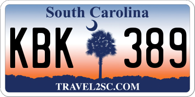 SC license plate KBK389