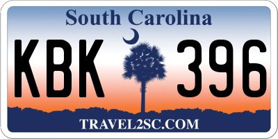 SC license plate KBK396