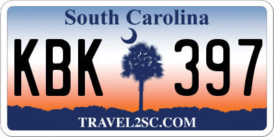 SC license plate KBK397
