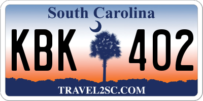 SC license plate KBK402
