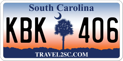 SC license plate KBK406