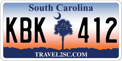 SC license plate KBK412